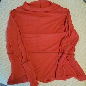Free People orange ribbed top Sz L